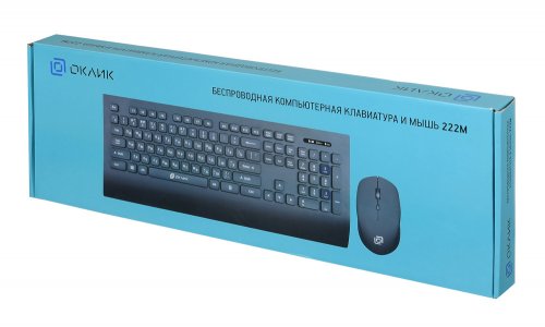 Клавиатура + мышь Оклик 222M клав:черный мышь:черный USB беспроводная slim фото 5