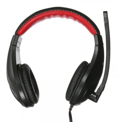 Наушники с микрофоном Оклик HS-L100 черный/красный 2м накладные оголовье (NO530) фото 14