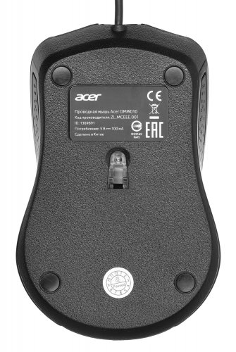 Мышь Acer OMW010 черный оптическая (1200dpi) USB (3but) фото 2