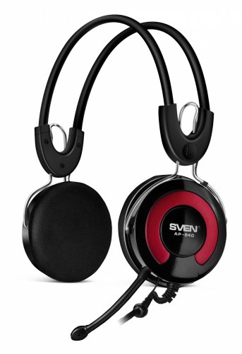Наушники с микрофоном Sven AP-540 черный/красный 2.2м накладные оголовье фото 2