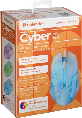 Мышь Defender Cyber MB-560L белый оптическая (1200dpi) USB для ноутбука (2but) фото 2