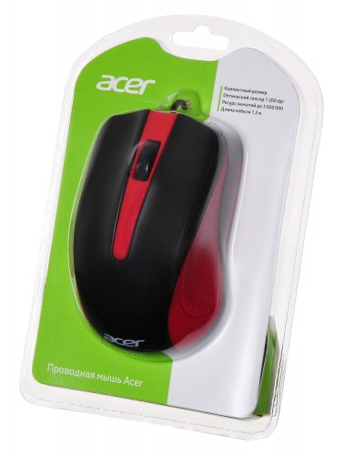 Мышь Acer OMW012 черный/красный оптическая (1200dpi) USB (3but) фото 9