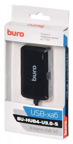 Разветвитель USB 3.0 Buro BU-HUB4-U3.0-S 4порт. черный фото 5