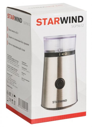 Кофемолка Starwind SGP3612 200Вт сист.помол.:ротац.нож вместим.:60гр серебристый фото 2