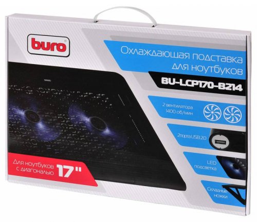 Подставка для ноутбука Buro BU-LCP170-B214 17"398x300x29мм 2xUSB 2x 140ммFAN 926г металлическая сетк фото 3