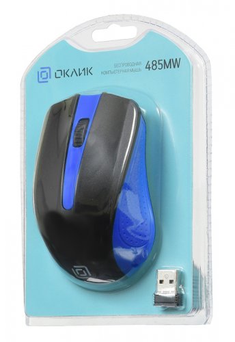 Мышь Оклик 485MW черный/синий оптическая (1000dpi) беспроводная USB для ноутбука (3but) фото 8