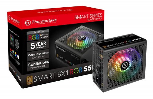 Блок питания Thermaltake ATX 550W Smart BX1 RGB 80+ bronze (24+4+4pin) APFC 120mm fan color LED 6xSA фото 2