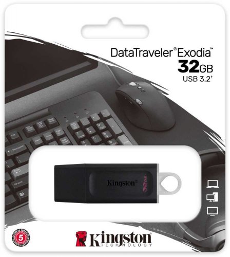 Флеш Диск Kingston 32Gb DataTraveler Exodia DTX/32GB USB3.1 черный/белый фото 3