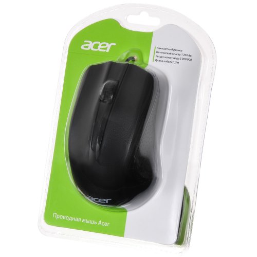 Мышь Acer OMW010 черный оптическая (1200dpi) USB (3but) фото 9