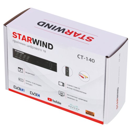 Ресивер DVB-T2 Starwind CT-140 черный фото 10