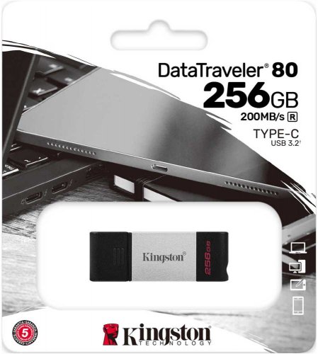 Флеш Диск Kingston 256Gb DataTraveler 80 DT80/256GB USB3.0 черный фото 5