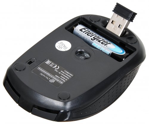 Мышь Оклик 455MW черный оптическая (1600dpi) беспроводная USB для ноутбука (6but) фото 6