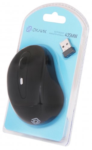 Мышь Оклик 435MW черный оптическая (1600dpi) беспроводная USB для ноутбука (4but) фото 8