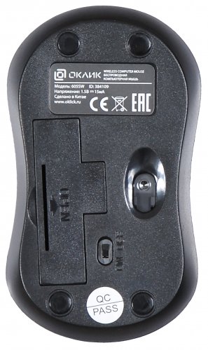 Мышь Оклик 605SW черный/синий оптическая (1200dpi) беспроводная USB для ноутбука (3but) фото 5
