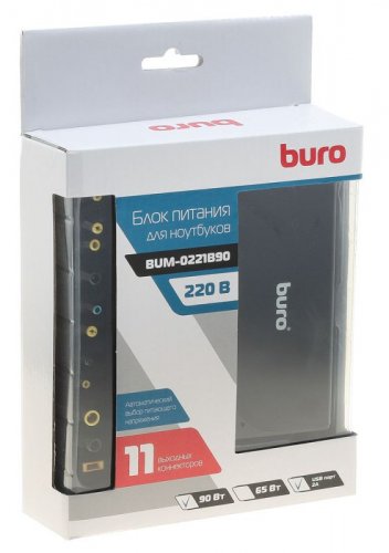 Блок питания Buro BUM-0221B90 автоматический 90W 18.5V-20V 11-connectors 4.5A 1xUSB 2.4A от бытовой  фото 4