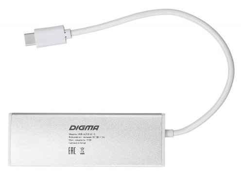 Разветвитель USB-C Digma HUB-4U3.0-UC-S 4порт. серебристый фото 5