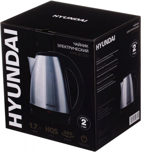 Чайник электрический Hyundai HYK-S1030 1.7л. 2200Вт серебристый матовый/черный (корпус: металл) фото 8