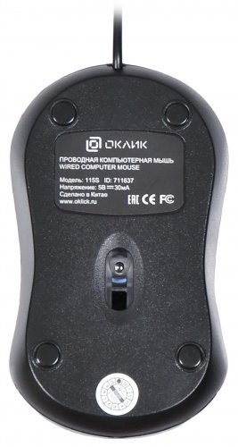 Мышь Оклик 115S черный/красный оптическая (1000dpi) USB для ноутбука (3but) фото 2