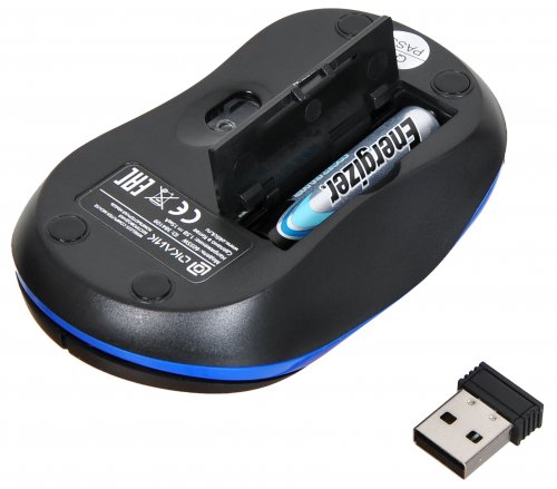Мышь Оклик 605SW черный/синий оптическая (1200dpi) беспроводная USB для ноутбука (3but) фото 11