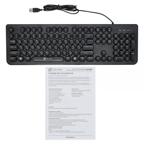 Клавиатура Оклик 400MR черный USB slim фото 7