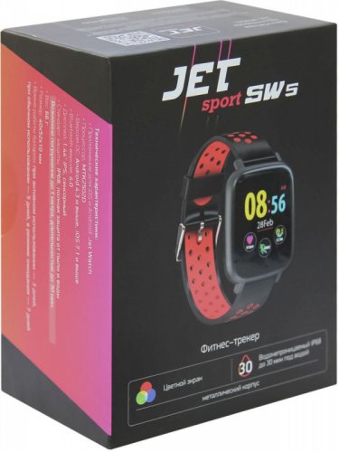 Смарт-часы Jet Sport SW-5 52мм 1.44" IPS черный (SW-5 RED) фото 2