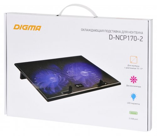 Подставка для ноутбука Digma D-NCP170-2 17"390x270x27мм 2xUSB 2x 150ммFAN 600г черный фото 4