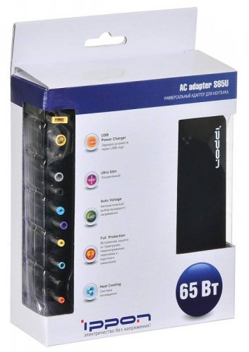 Блок питания Ippon S65U автоматический 65W 15V-19.5V 11-connectors 3.5A 1xUSB 2.1A от бытовой электр фото 7