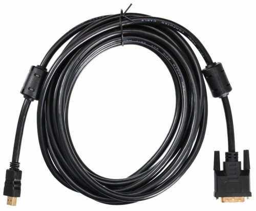 Кабель Buro HDMI-19M-DVI-D-5M HDMI (m) DVI-D (m) 5м феррит.кольца черный фото 2