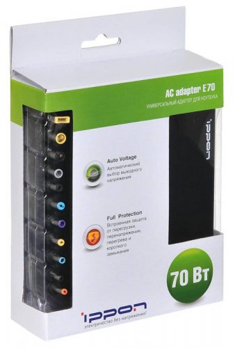 Блок питания Ippon E70 автоматический 70W 18.5V-20V 11-connectors 3.5A от бытовой электросети LED ин фото 7