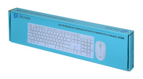 Клавиатура + мышь Оклик 240M клав:белый мышь:белый USB беспроводная slim Multimedia фото 4