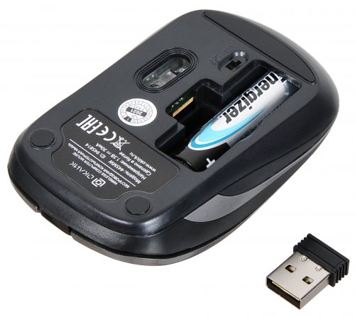 Мышь Оклик 445MW черный/серый оптическая (1600dpi) беспроводная USB для ноутбука (3but) фото 6