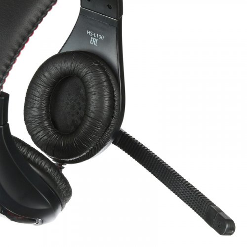 Наушники с микрофоном Оклик HS-L100 черный/красный 2м накладные оголовье (NO530) фото 11