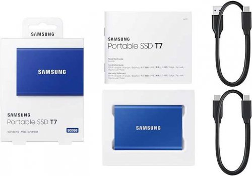 Накопитель SSD Samsung USB-C 500Gb MU-PC500H/WW T7 1.8" синий фото 11