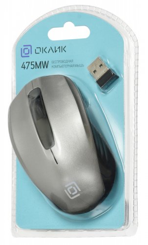 Мышь Оклик 475MW черный/серый оптическая (1000dpi) беспроводная USB для ноутбука (3but) фото 7