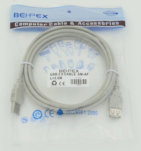 Кабель USB A(m) USB A(f) 3м серый фото 2