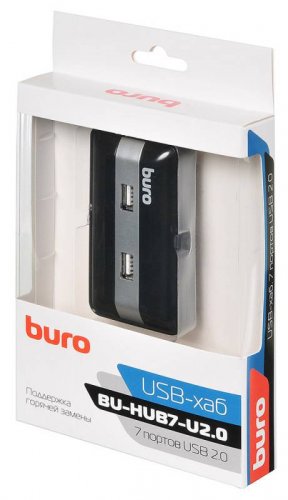 Разветвитель USB 2.0 Buro BU-HUB7-U2.0 7порт. черный фото 6