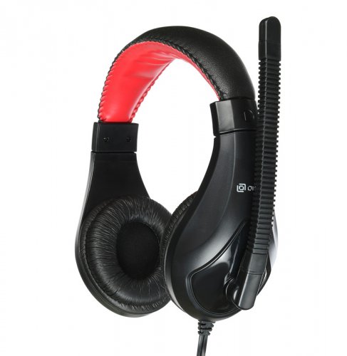 Наушники с микрофоном Оклик HS-L100 черный/красный 2м накладные оголовье (NO530) фото 15