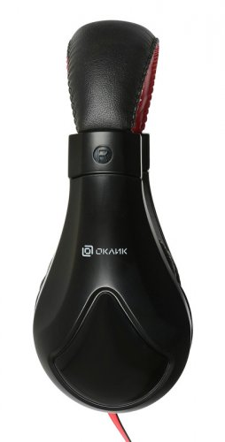 Наушники с микрофоном Оклик HS-L100 черный/красный 2м накладные оголовье (NO530) фото 2