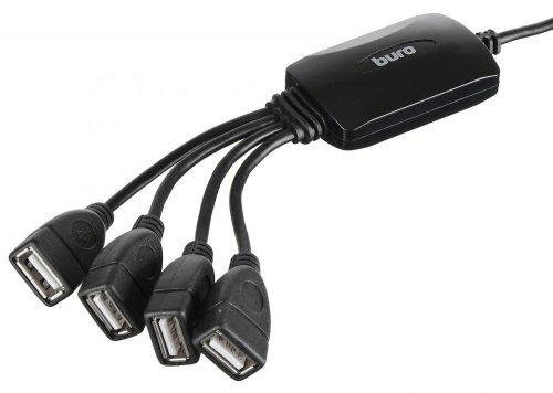 Разветвитель USB 2.0 Buro BU-HUB4-0.3-U2.0-Splitter 4порт. черный фото 4