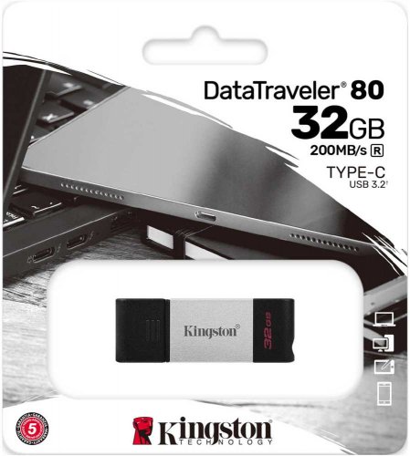 Флеш Диск Kingston 32Gb DataTraveler 80 DT80/32GB USB3.0 черный фото 5