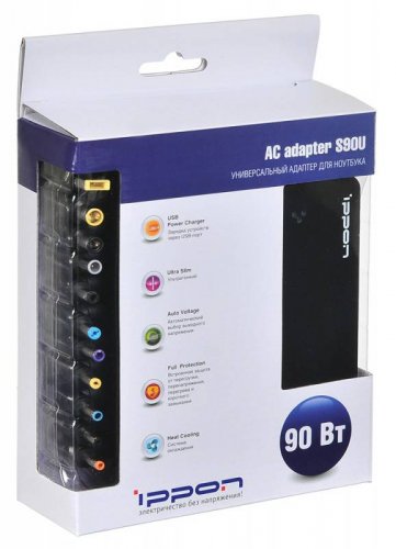 Блок питания Ippon S90U автоматический 90W 18.5V-20V 11-connectors 4.5A 1xUSB 2.1A от бытовой электр фото 4