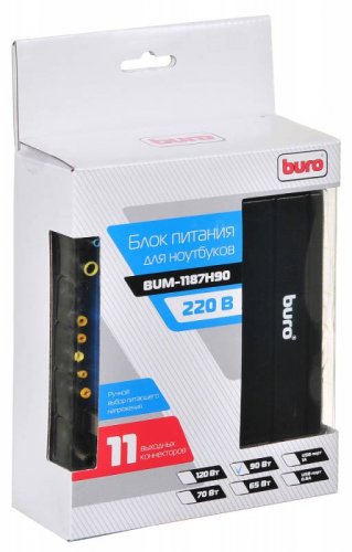 Блок питания Buro BUM-1187H90 ручной 90W 12V-20V 11-connectors от бытовой электросети LED индикатор фото 2