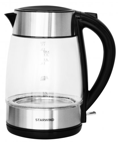 Чайник электрический Starwind SKG3026 1.7л. 2200Вт черный/серебристый (корпус: стекло) фото 5