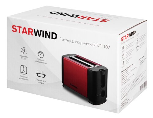 Тостер Starwind ST1102 700Вт красный/черный фото 7