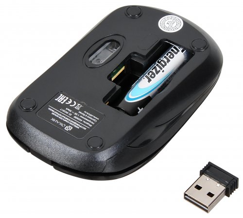 Мышь Оклик 445MW черный оптическая (1000dpi) беспроводная USB для ноутбука (3but) фото 6