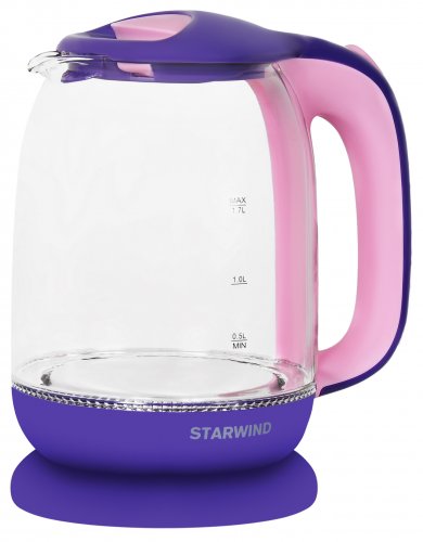 Чайник электрический Starwind SKG1513 1.7л. 2200Вт фиолетовый/розовый (корпус: стекло) фото 6