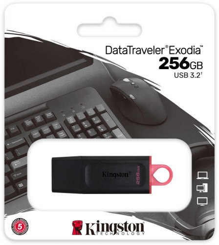 Флеш Диск Kingston 256Gb DataTraveler Exodia DTX/256GB USB3.2 черный/красный фото 3