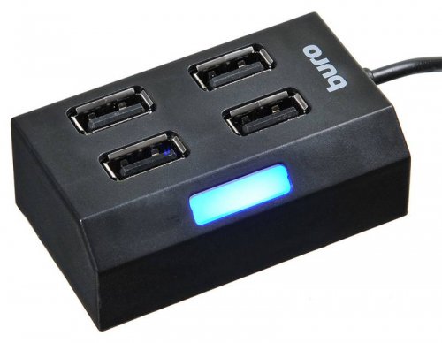 Разветвитель USB 2.0 Buro BU-HUB4-U2.0 4порт. черный фото 3