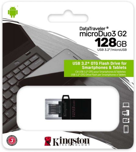 Флеш Диск Kingston 128Gb DataTraveler microDuo 3 G2 DTDUO3G2/128GB USB3.0 черный фото 3
