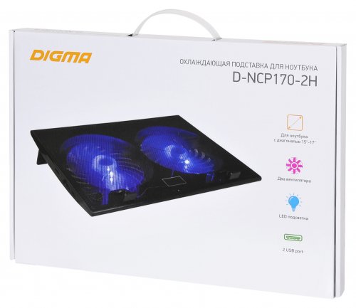 Подставка для ноутбука Digma D-NCP170-2H 17"290x270x25мм 2xUSB 2x 160ммFAN 700г черный фото 3